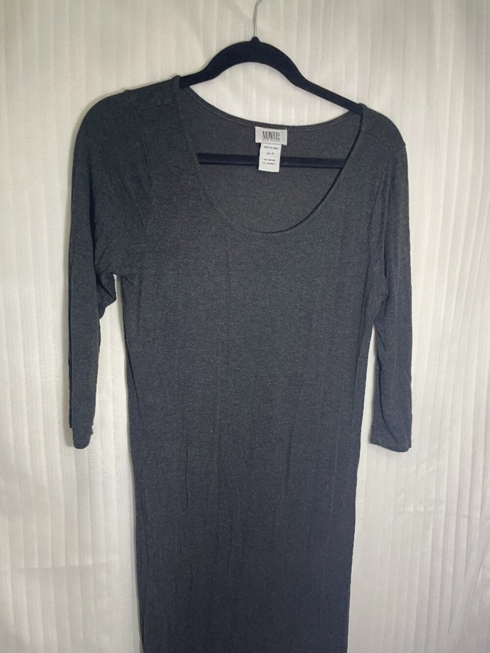 Monroe and Main Womens M Gray Split Hem Long Tunic Top Rayon Stretch Scoop Neck